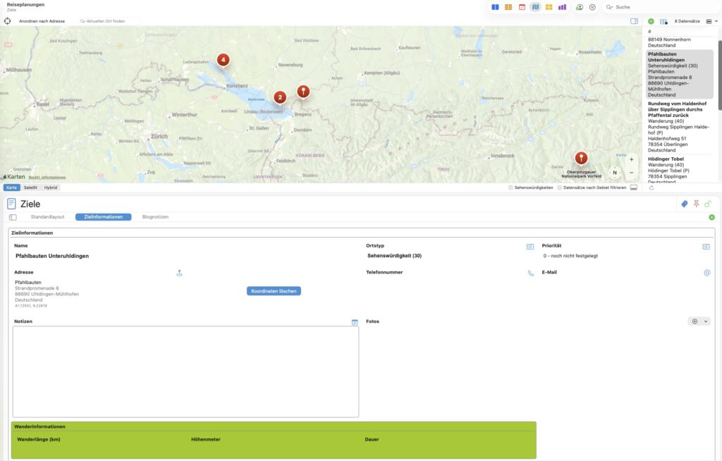 Reiseplanung mit integrierter Karte (macOS)